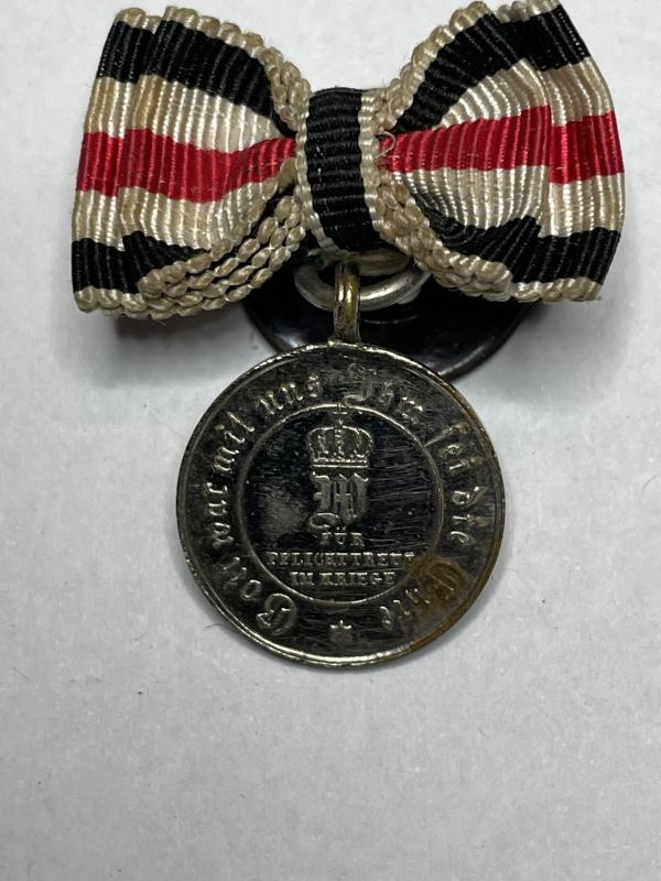 Prussian buttonhole ribbon with war memorial coin 1870-71