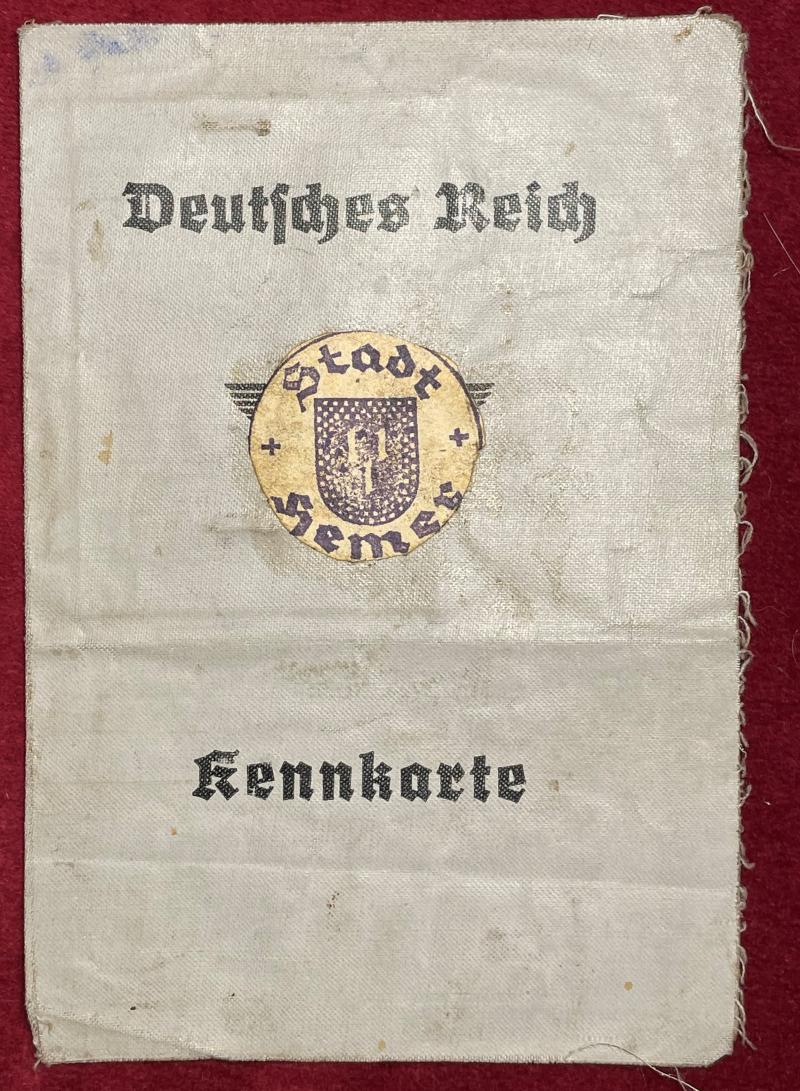 Deutsche Reich Kennkarte (Stadt Hemer) denazified