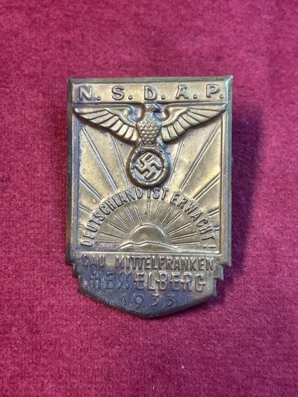 3rd Reich NSDAP Gau Mittelfranken Hessel 1933
