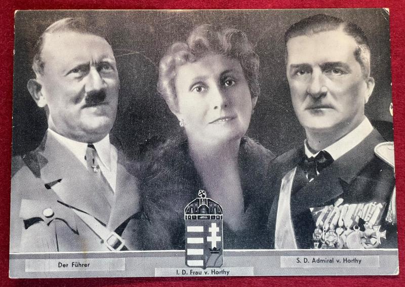 3rd Reich Ansichtkarte Staatstreffen mit Admiral Horthy