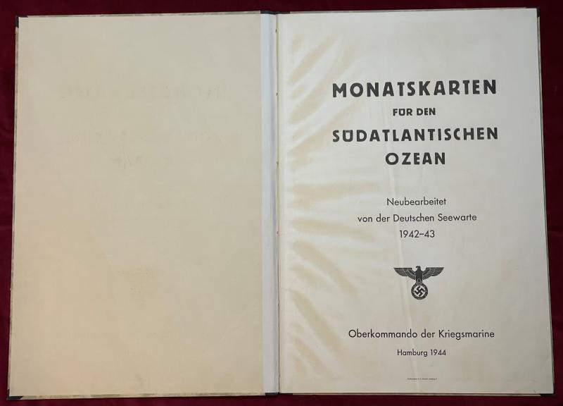 3rd Reich Kriegsmarine Monatskarten Sudatlantischen Ozean