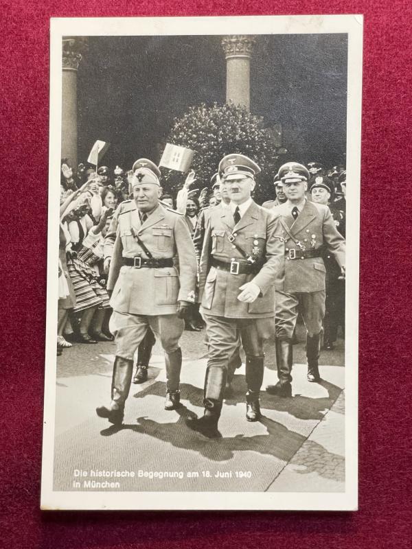 3rd Reich Postkarte Benito Mussolini & Adolf Hitler 1940