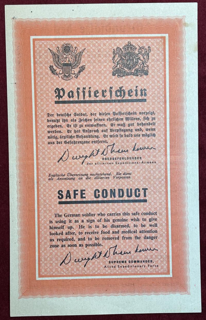 Allied Army Safe Conduct Pass (1944)