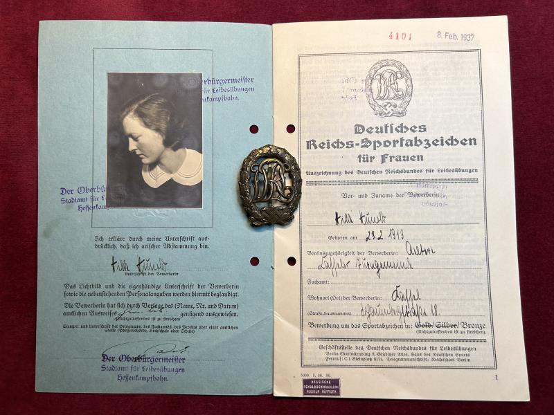 3rd Reich DRL Bronze Sportabzeichen und Leistungsheft