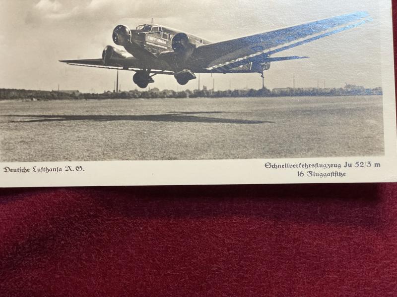 3rd Reich Postkarte Schnellverkehrsflugzeug Ju 52/3 m