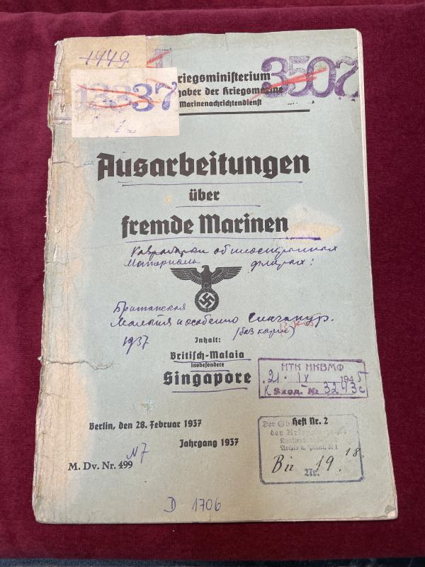 3rd Reich Kriegsministerium handbuch fremde Marinen Britisch-Malaia (Singapore)