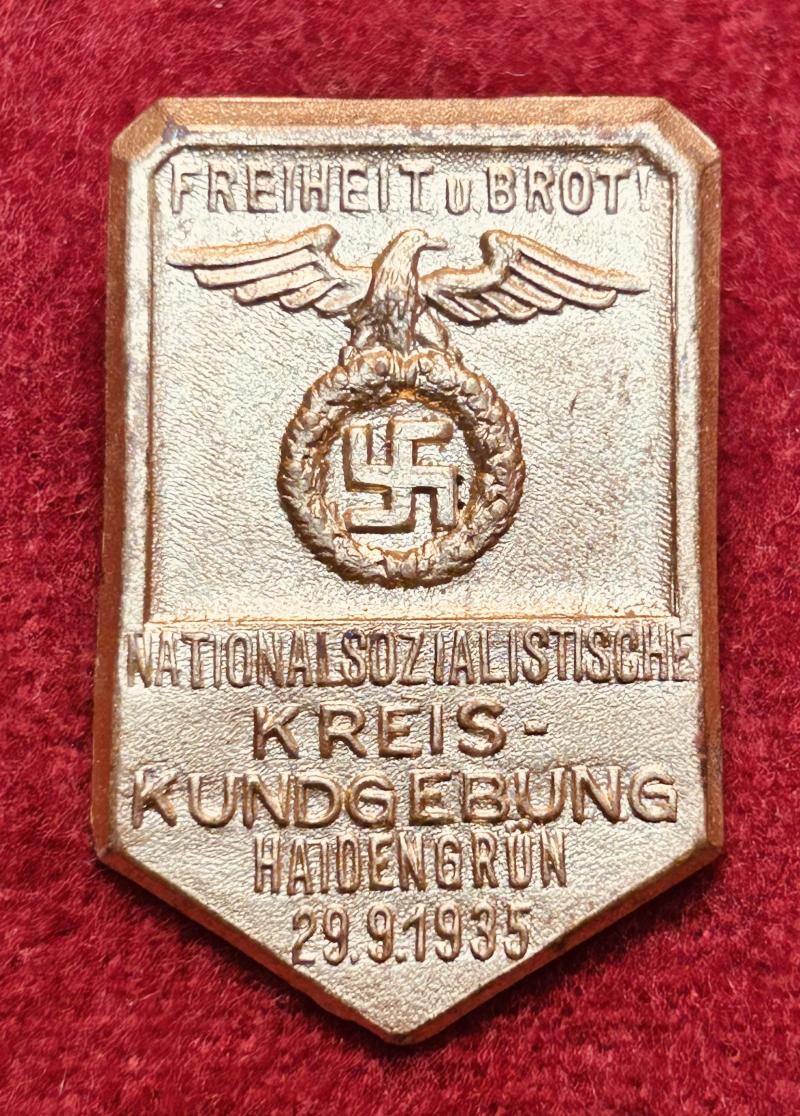 3rd Reich Nationalsozialistische kreis-kundgebung 1935 abzeichen