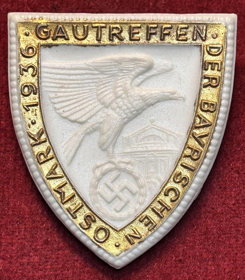 3rd Reich Der Bayerische-Ostmark Gautreffen 1936 Porzellan abzeichen