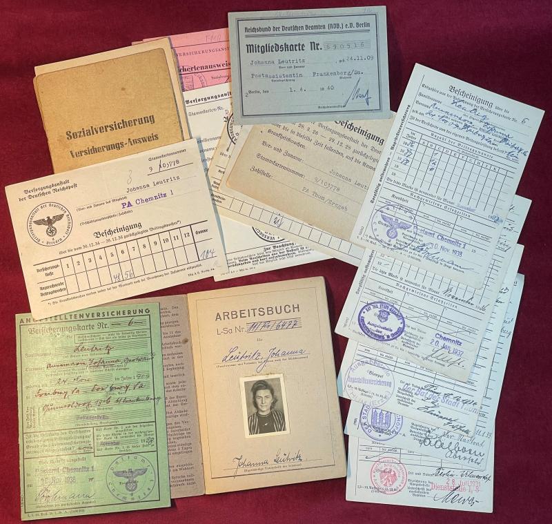 3rd Reich Arbeitsbuch, mitgliedskarte RDB & documenten