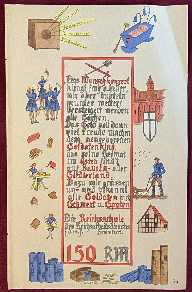 3rd Reich Poster Reichsschule der Reichsarbeitsdienstes Finowfurt