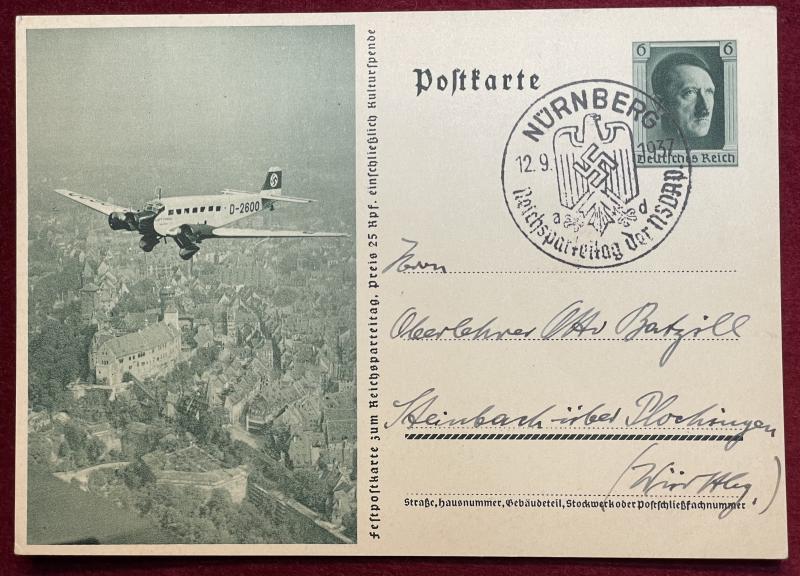 3rd Reich Feltpostkarte Reichsparteitag Nürnberg 1937