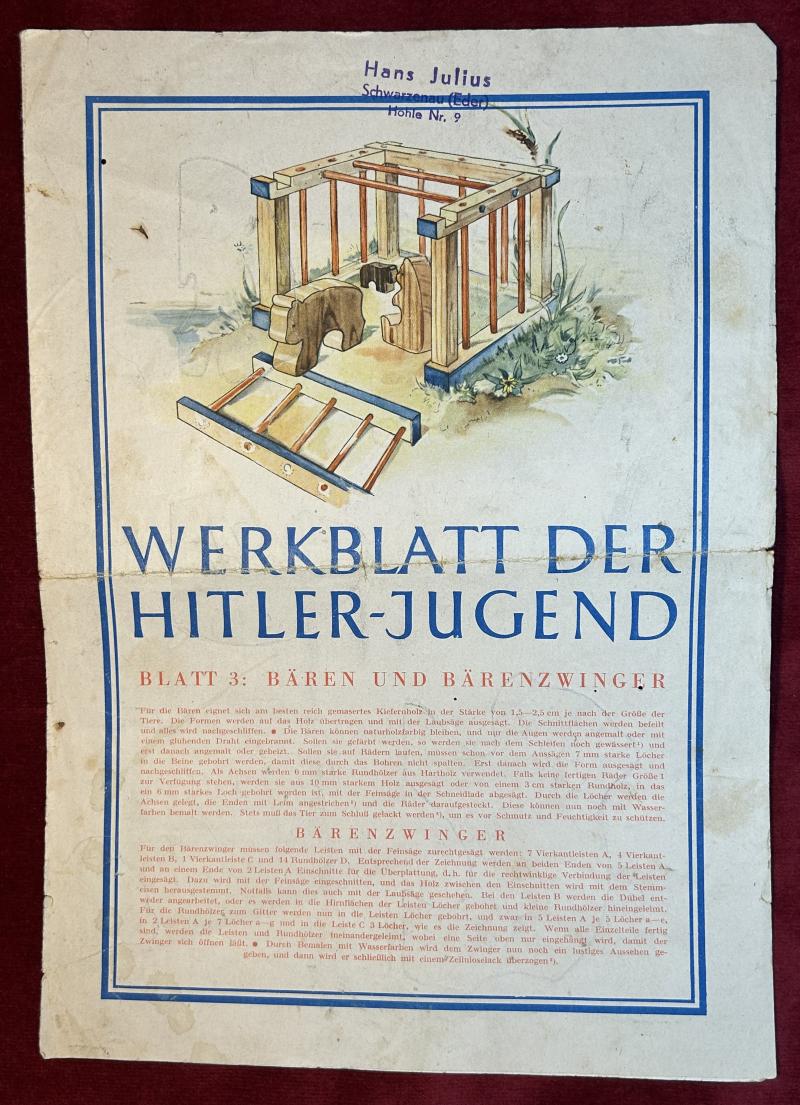 3rd Reich Werkblatt der Hitler-Jugend Blatt 3