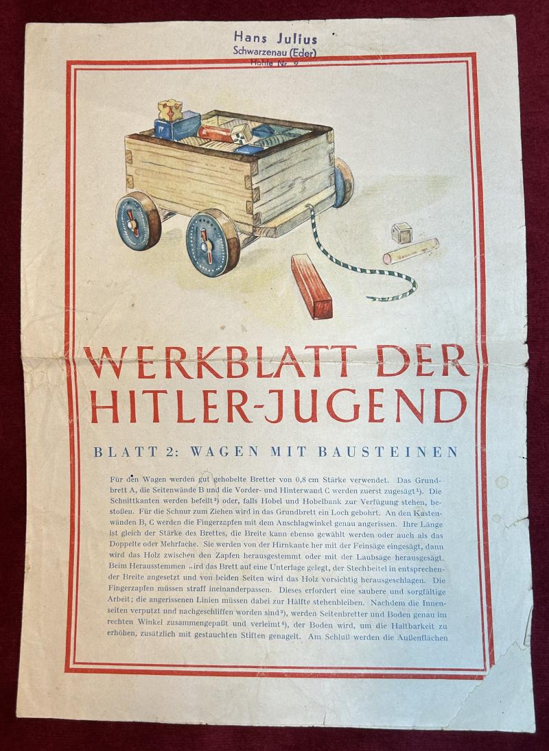 3rd Reich Werkblatt der Hitler-Jugend Blatt 2