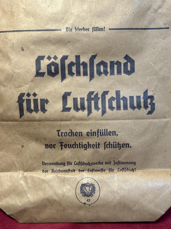3rd Reich Löschsand für Luftschutz Papiertüte