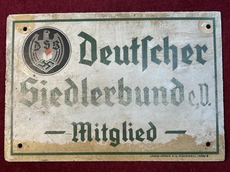 3rd Reich DSB Mitglied Türschild von Bakelit