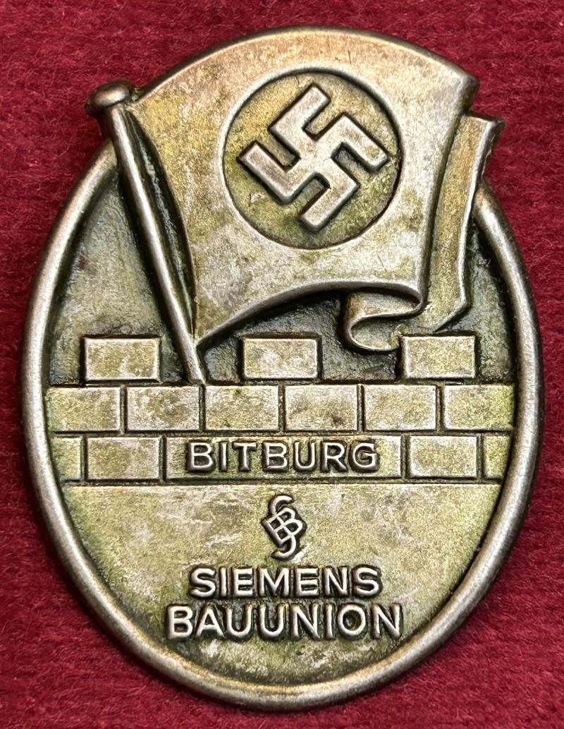 3rd Reich Bitburger Siemens Bauunion Abzeichen