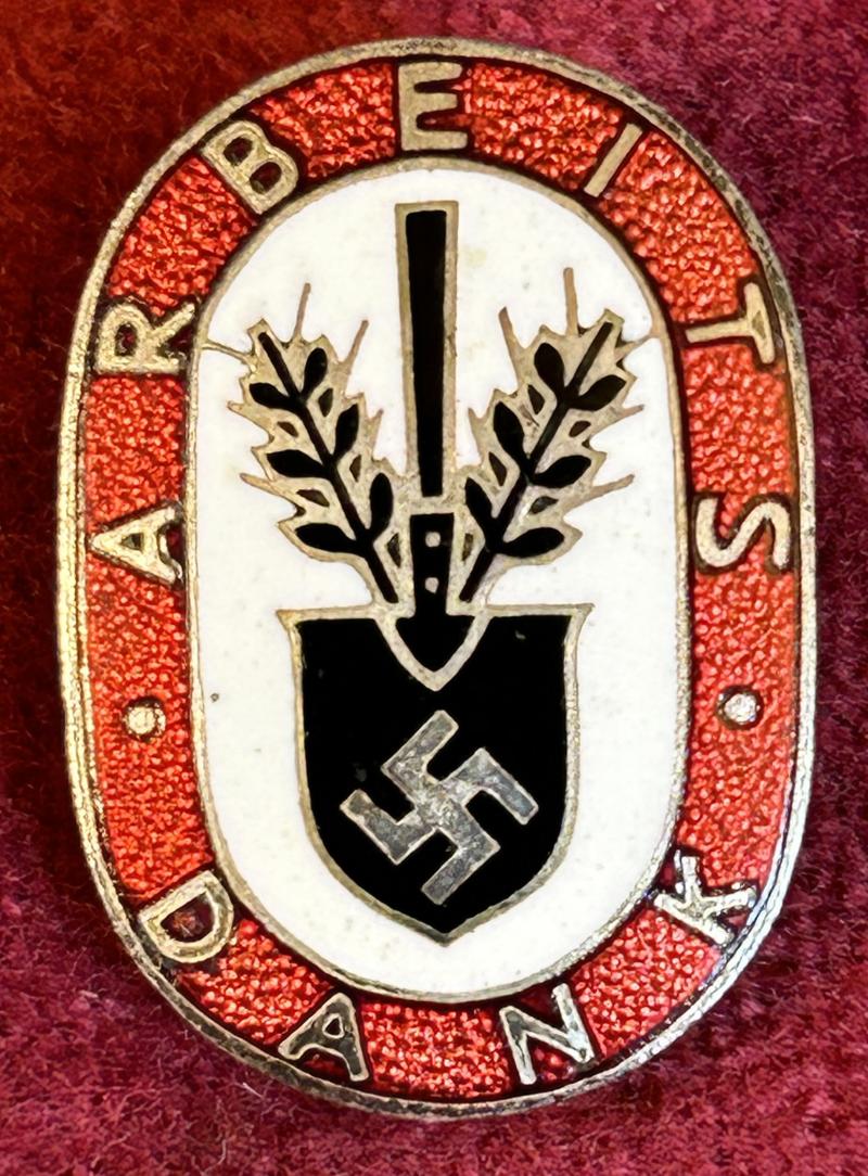 3rd Reich RAD Arbeits Dank broche 1. form