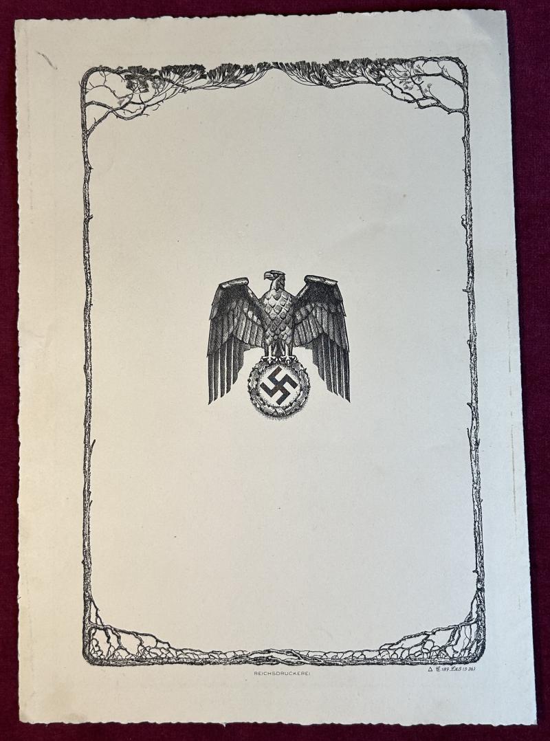 3rd Reich Deutsche Reichspost Schmuckblatt-Telegramm