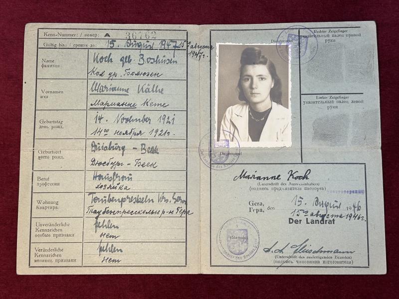 Russian zone Behelfsmässiger Personalausweis - паспорт
