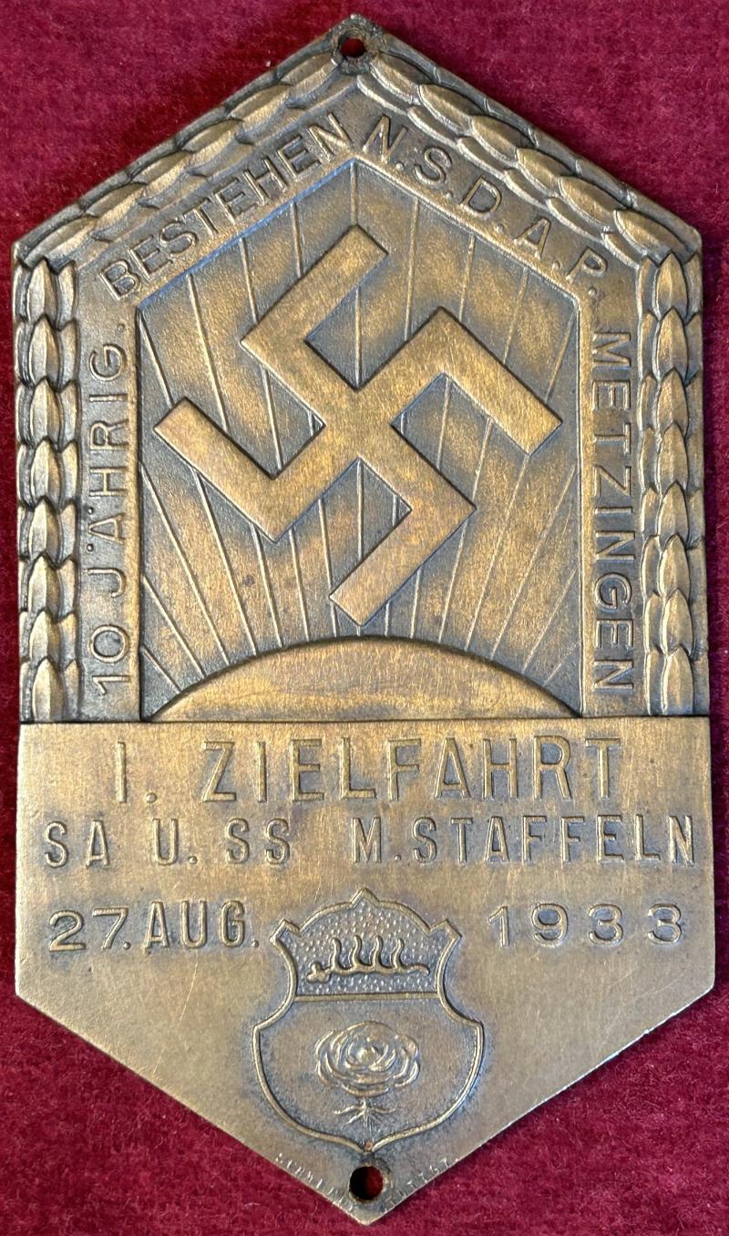3rd Reich NSDAP 10 Jährige bestehen SA/SS Zielfahrt Plakette