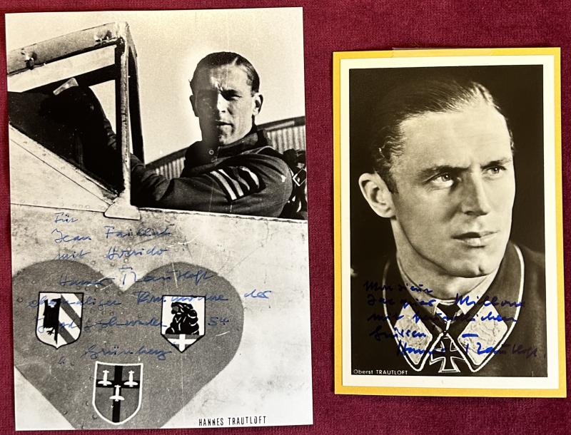 3rd Reich Luftwaffe RKT Hannes Trautloft (Nachkrieg) Unterschrift und Fotos