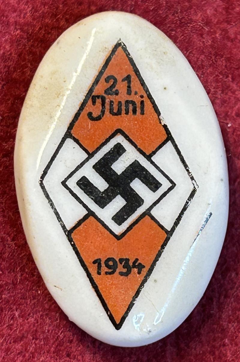 3rd Reich HJ Porzellanabzeichen Sonnenwende 1934