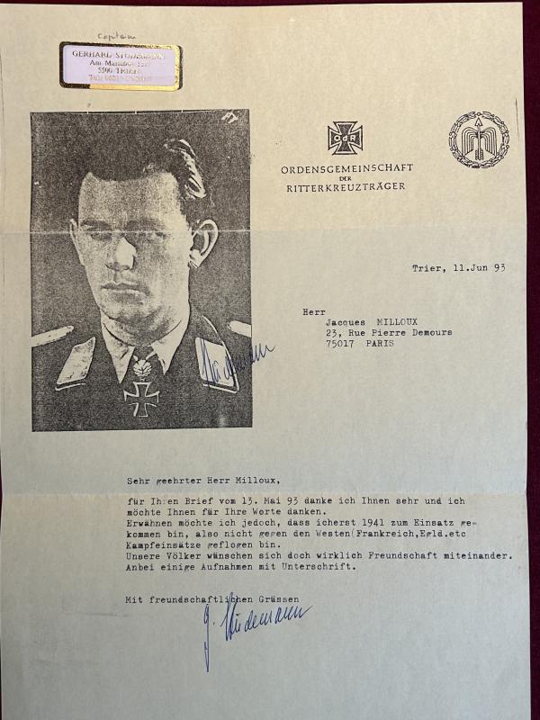3rd Reich Luftwaffe RKT Gerhard Stüdemann (Nachkrieg) Unterschrift und Foto