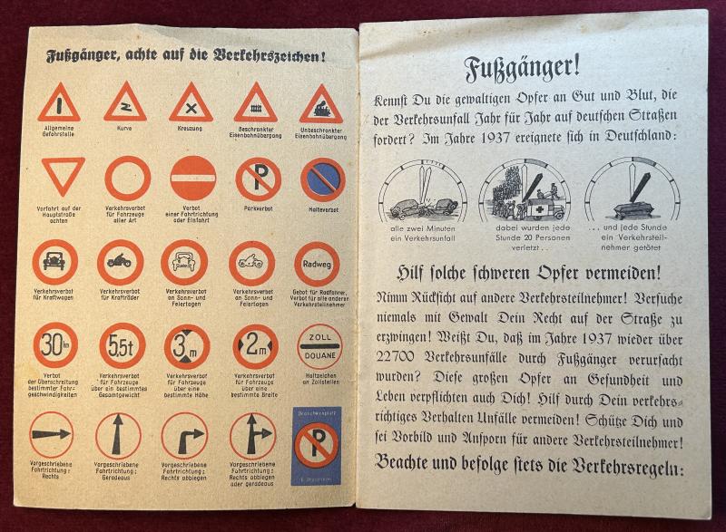 3rd Reich Polizei Heft Füssganger im Verkehr