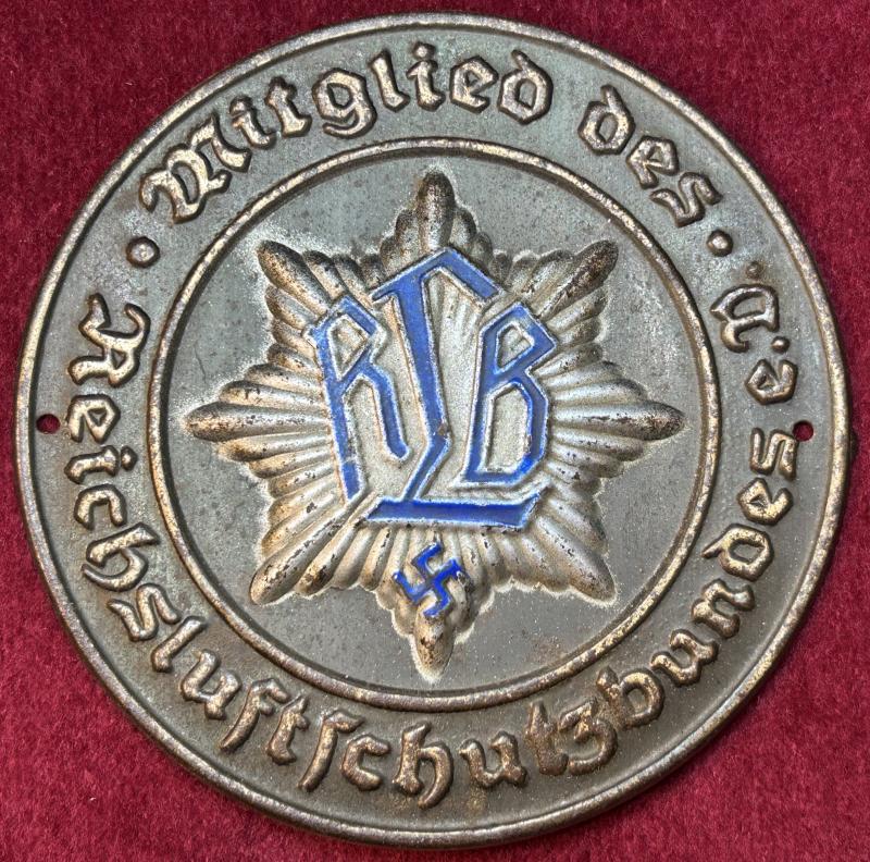 3rd Reich Türplakette für eine Mitglied des Reichsluftschutzbund
