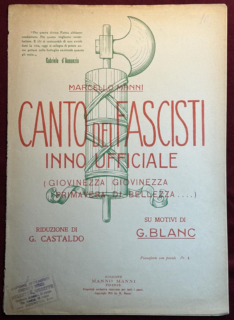 Italia Canto dei Fascisti inno ufficiale