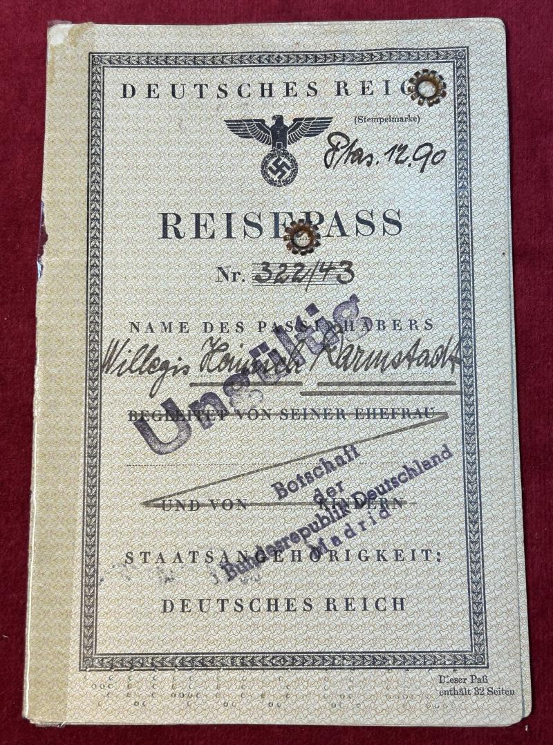 3rd Reich Reisepass von Ein Deutscher in Sevilla Spanien