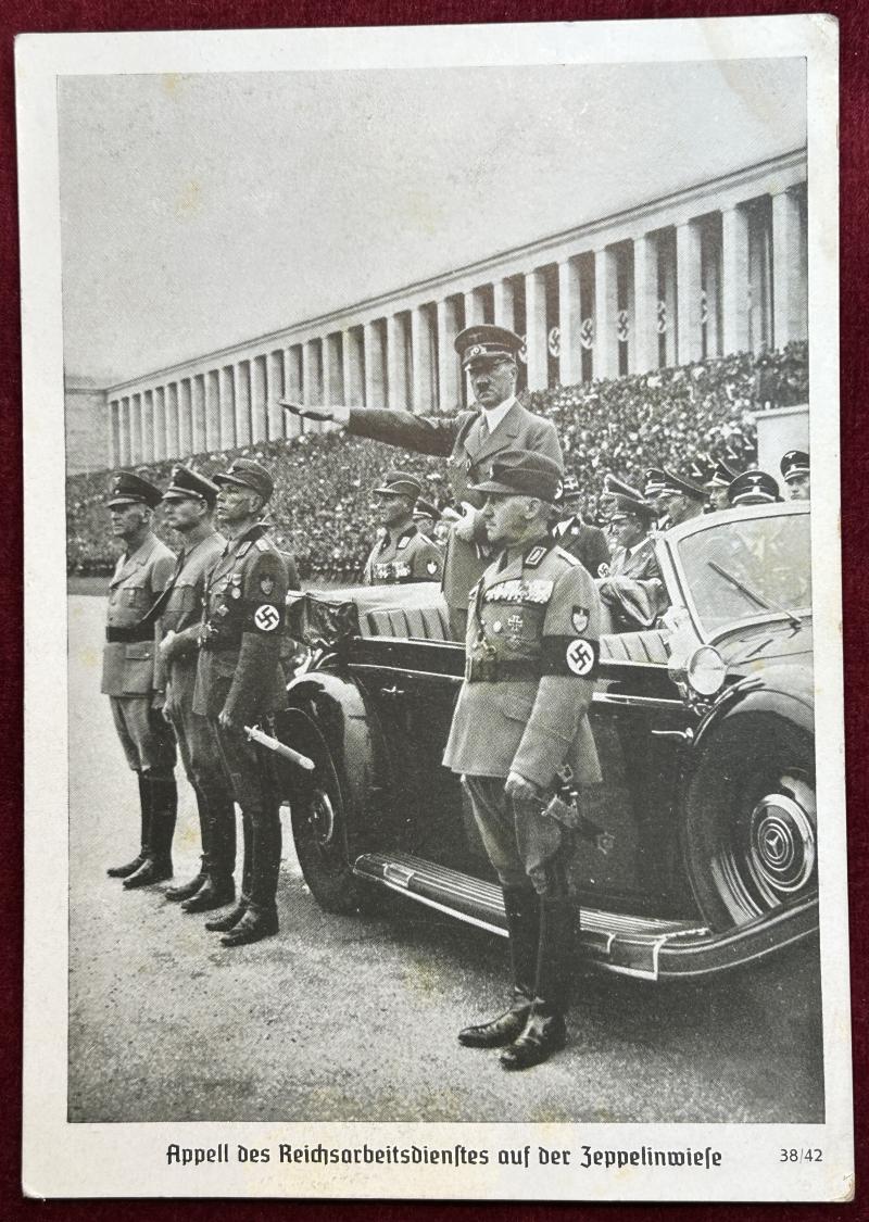 3rd Reich Ansichtkarte Appell des RAD auf der Zeppelinwiese