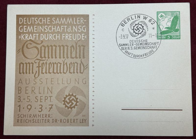 3rd Reich KdF Deutsche Sammlergemeinschaft Ansichtkart 1937