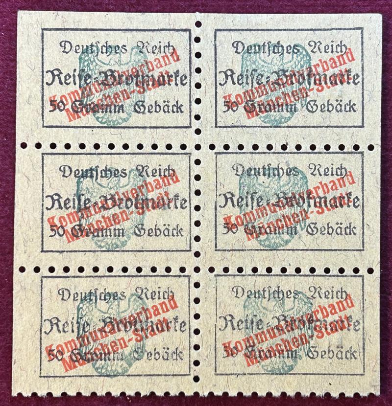 Kaiserreich Reise Brotmarke 50 Gramm Gebäck (1918)