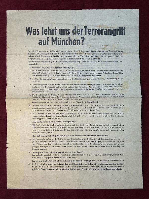 3rd Reich Luftangriffe auf München Luftschutz Brief