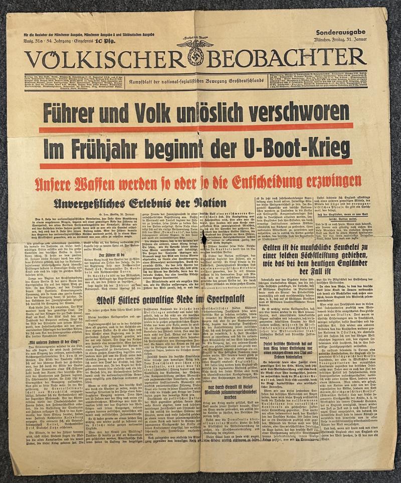 3rd Reich Völkischer Beobachter Beginn der U-Boot-Krieg (1941)