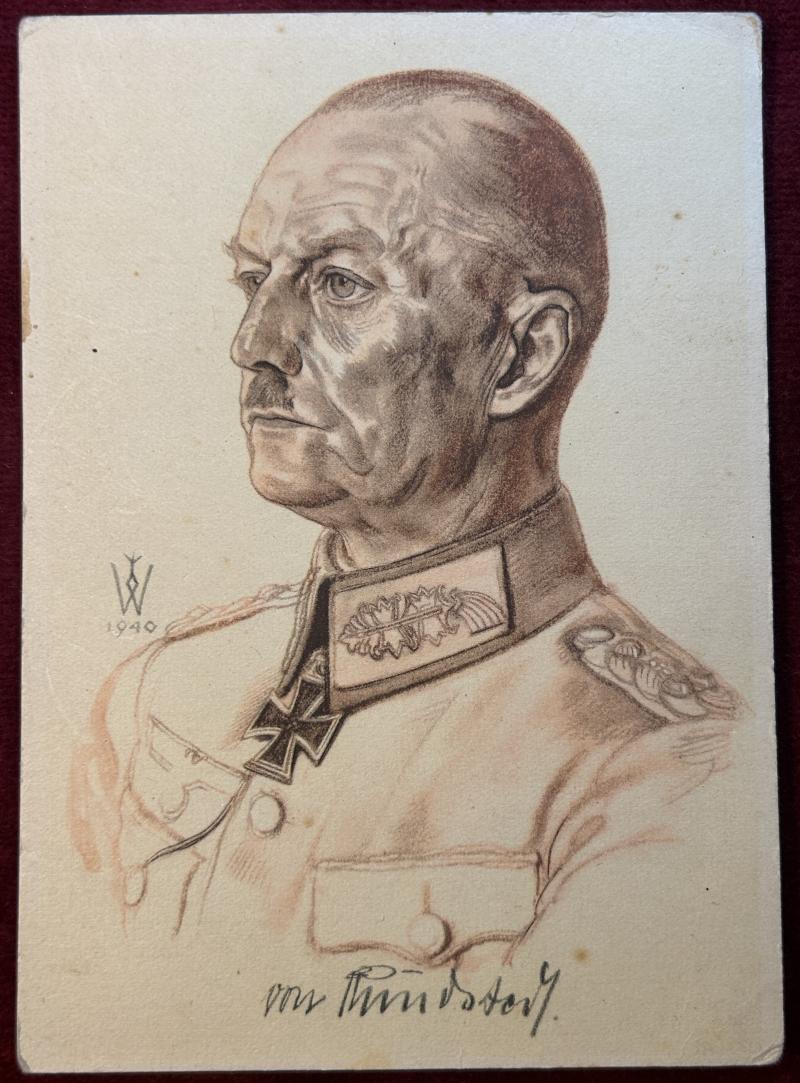 3rd Reich Ansichtkarte Ritterkreuzträger Generalfeldmarschall Von Rundstedt