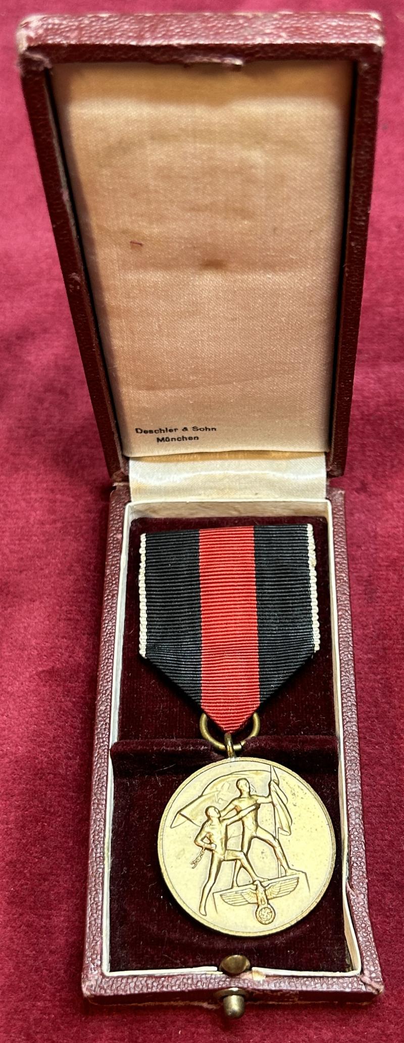 3rd Reich Anschluss Sudetenland Medaille mit Etui