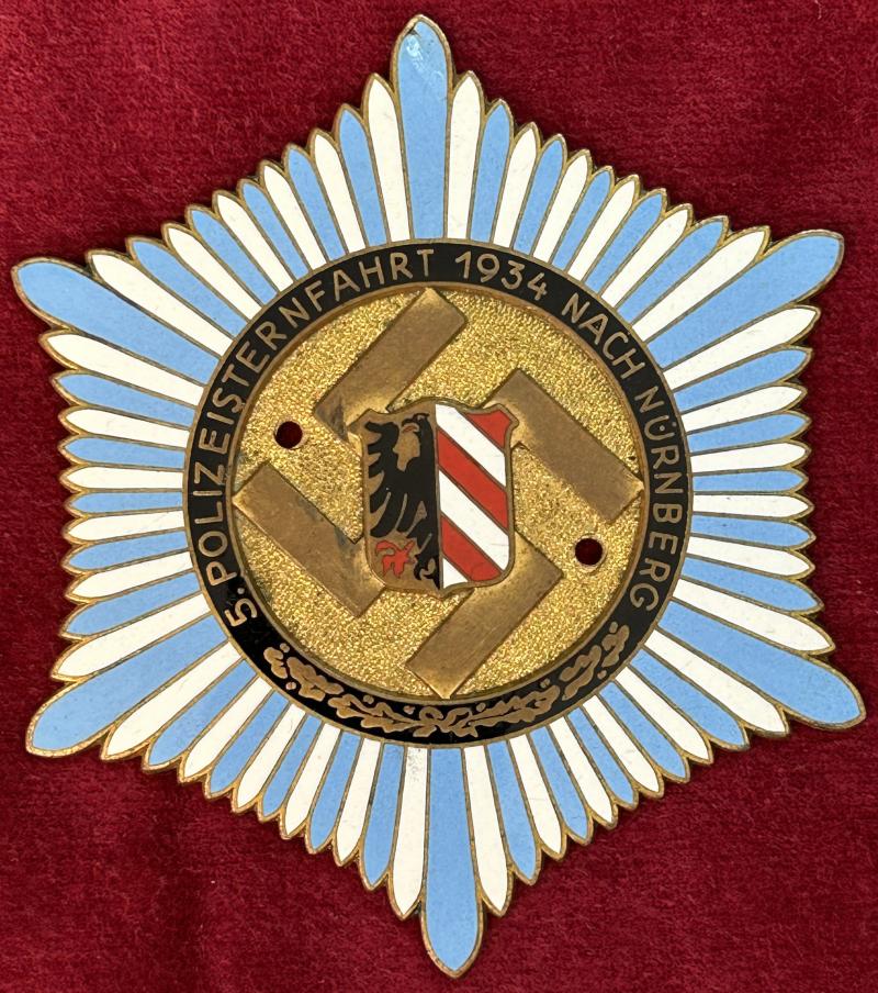 3rd Reich 5. Internationale Polizeisternfahrt 1934 Nürnberg Plakette