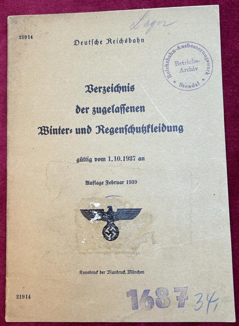 3rd Reich DR Berzeichnis der zugelassenen Winter- und Regenschutzkleidung